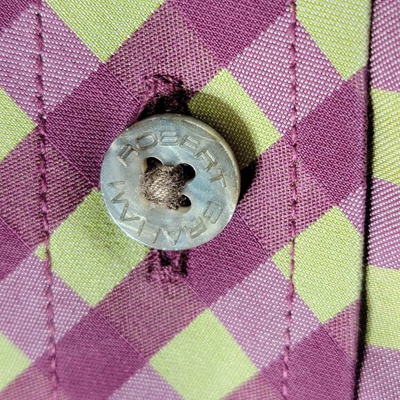 Robert Graham Mens Contrast Cuff Colorful Button Up Shirt Purple Plaid Size XL - Picture 6 of 11
